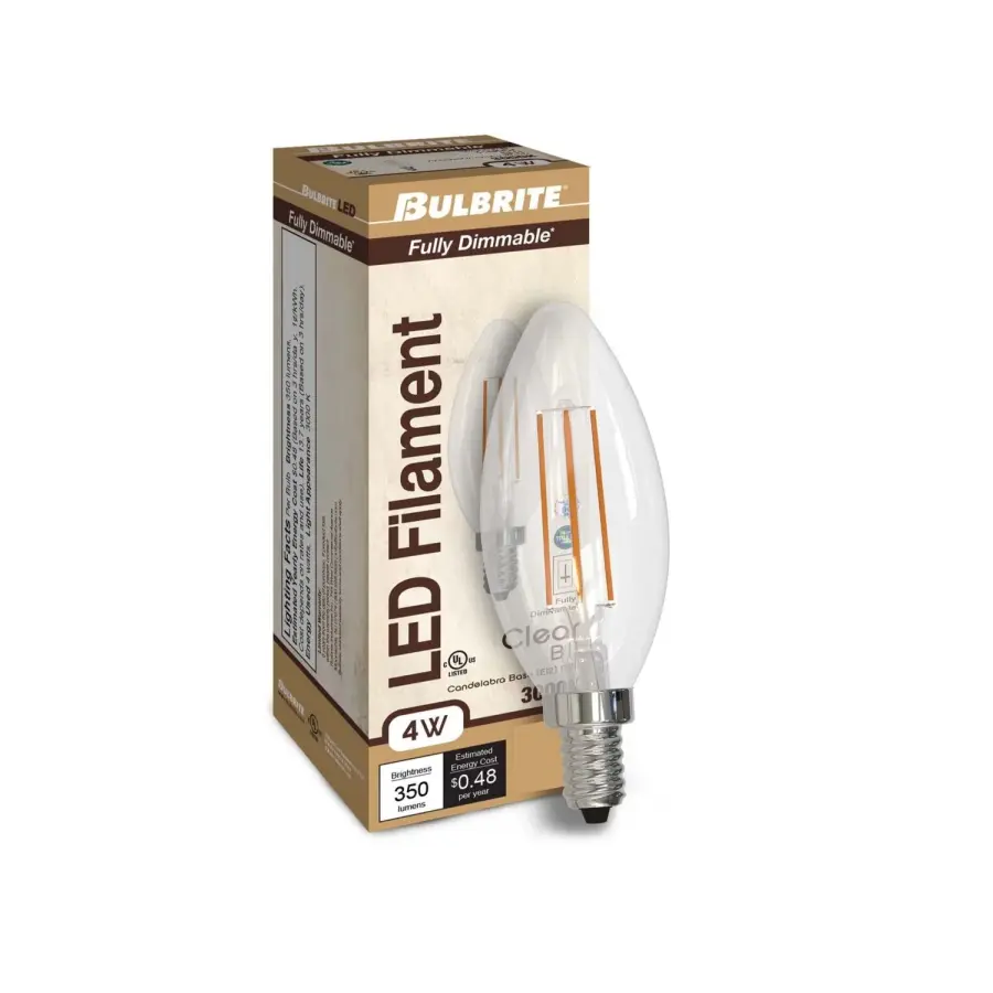 B11 LED Filament Candelabra Bulb - 4W (40W Equivalent) - Image 2
