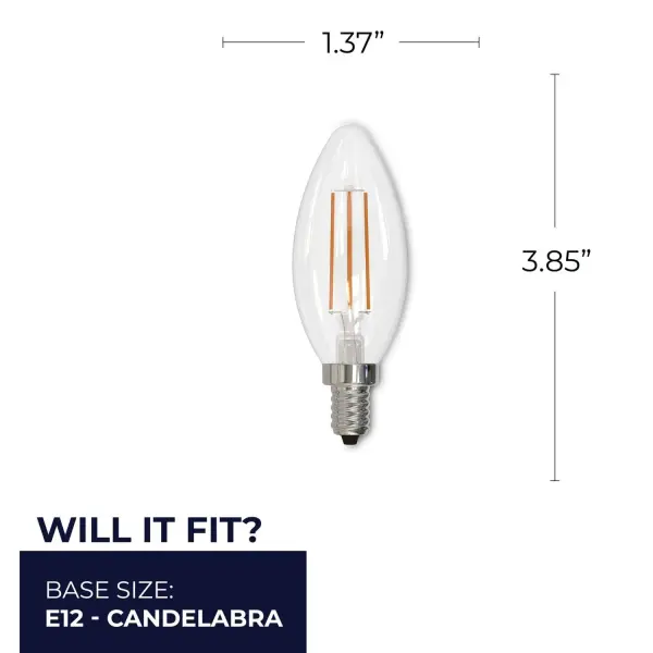 B11 LED Filament Candelabra Bulb - 4W (40W Equivalent) - Image 5