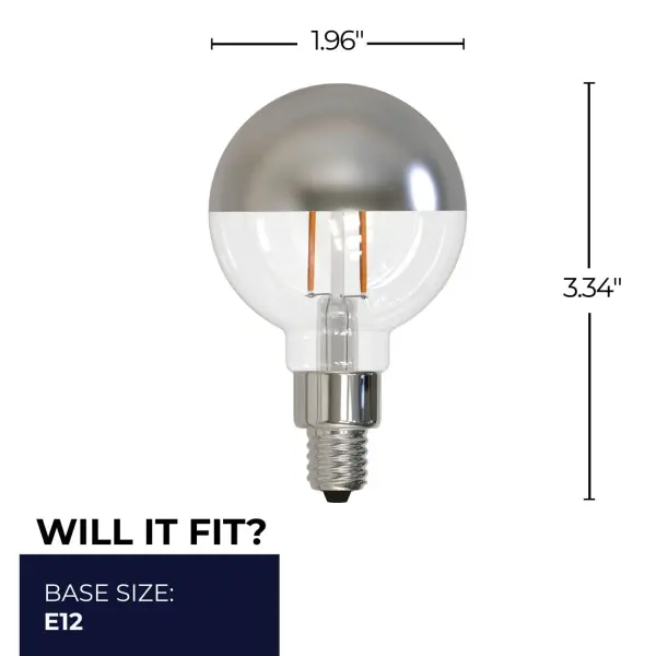 LED G16 Half Chrome Globe Bulb - 2.5W (25W Equivalent) - Image 7