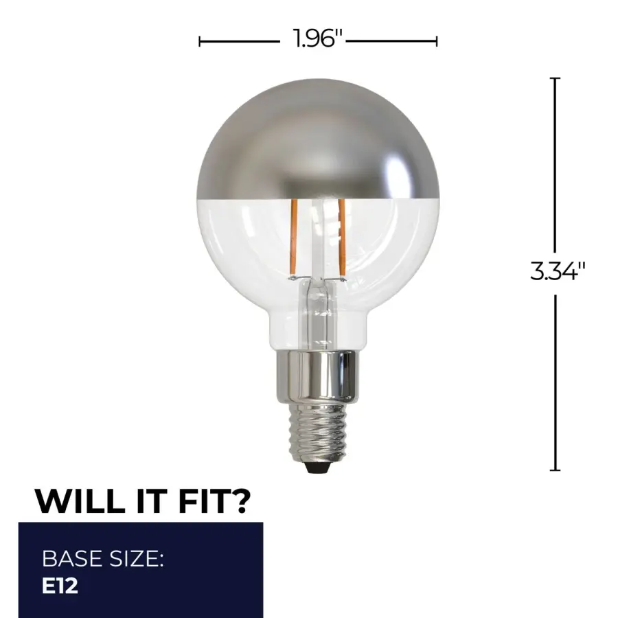 LED G16 Half Chrome Globe Bulb - 2.5W (25W Equivalent) - Image 7
