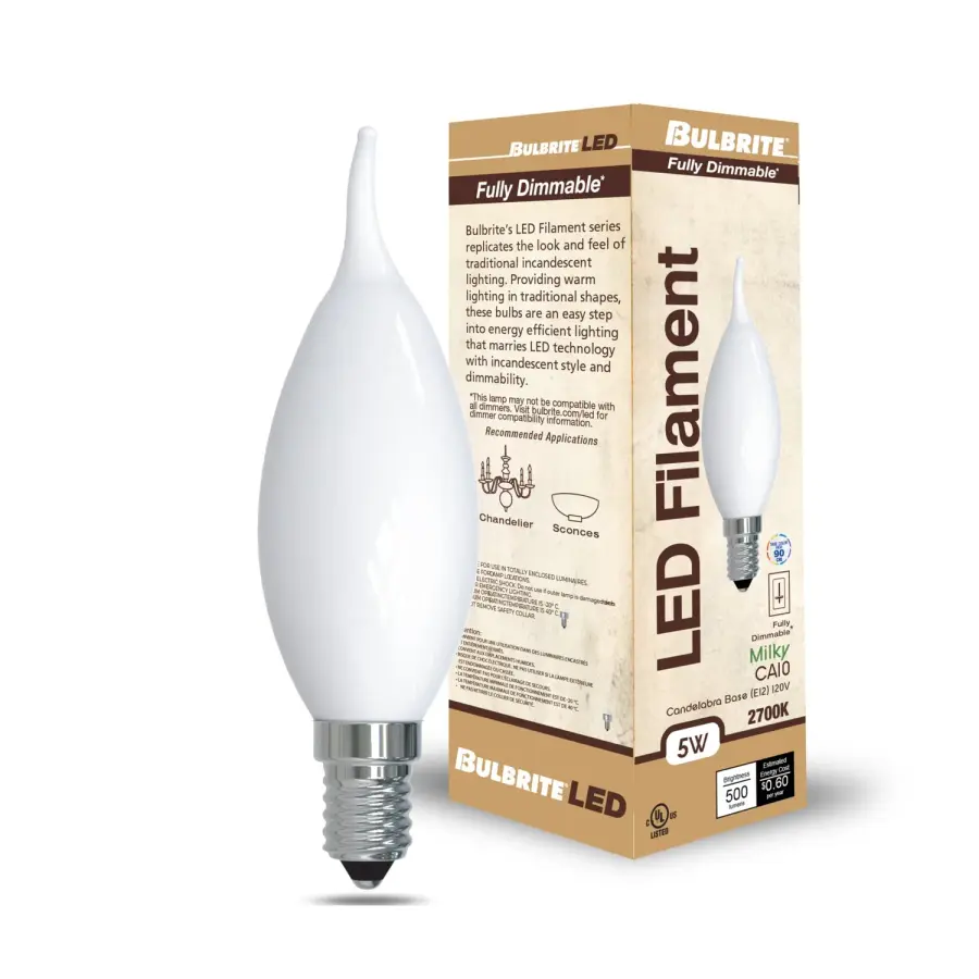 Filaments CA10 LED Candelabra Bulb - Milky Finish - Image 2
