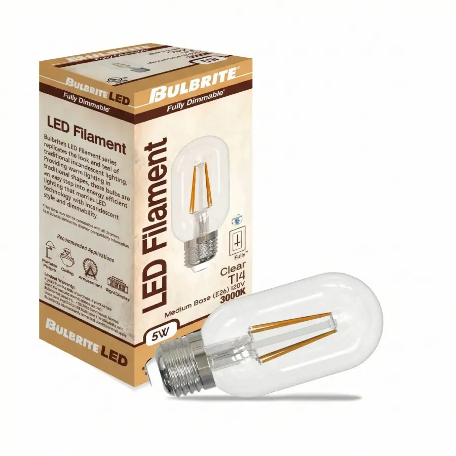 T14 LED Filament Bulb - 5W Soft White - Image 2