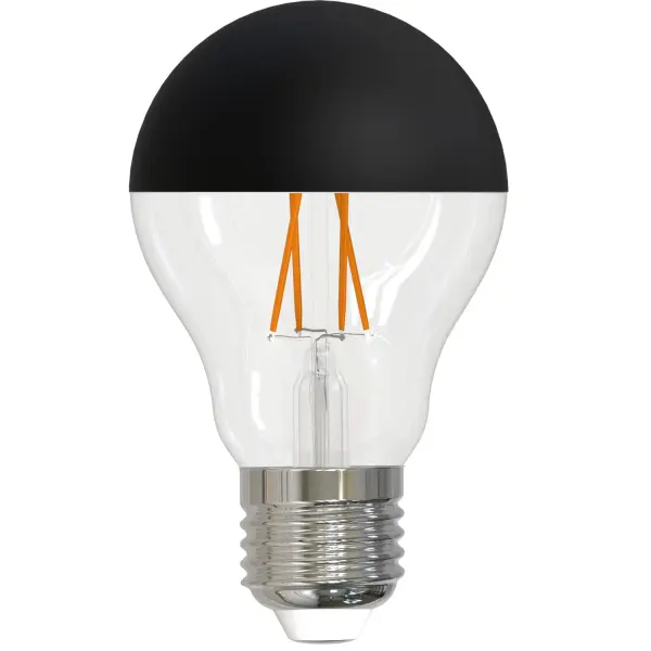 This 5W LED A19 bulb combines vintage filament aesthetics with modern efficiency. The half black finish creates a striking design statement while reducing glare for a soft, flattering 2700K warm light.