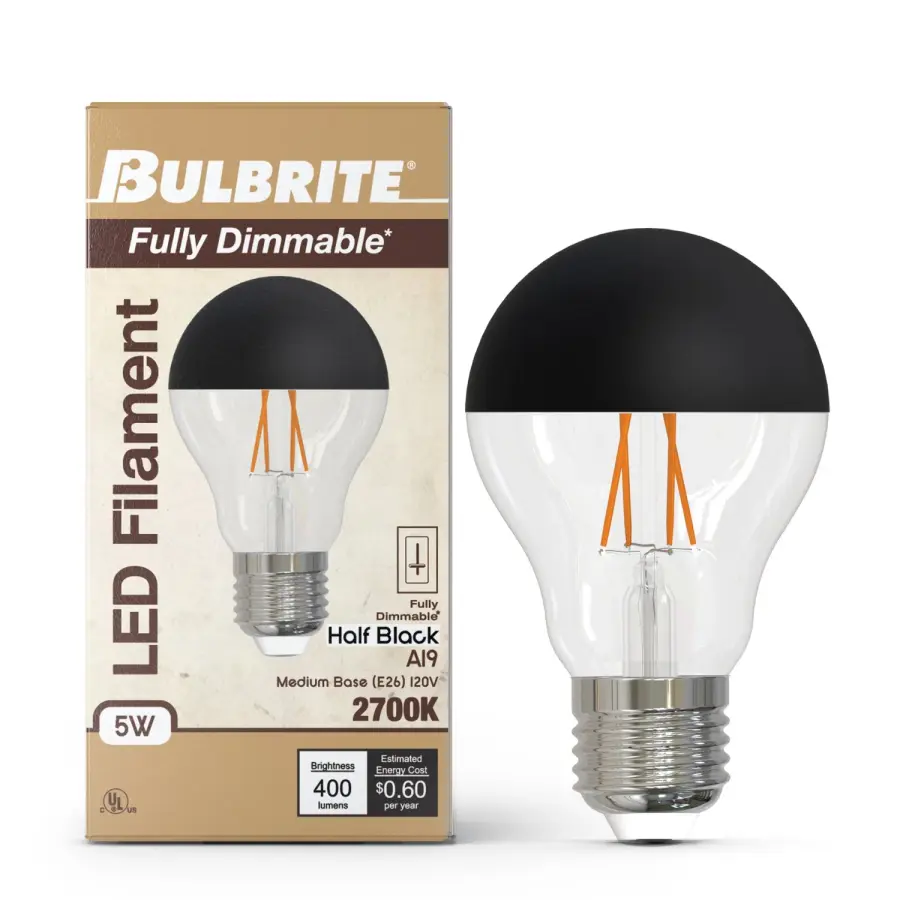5W LED A19 Filament Half Black Dimmable Bulb - Image 2