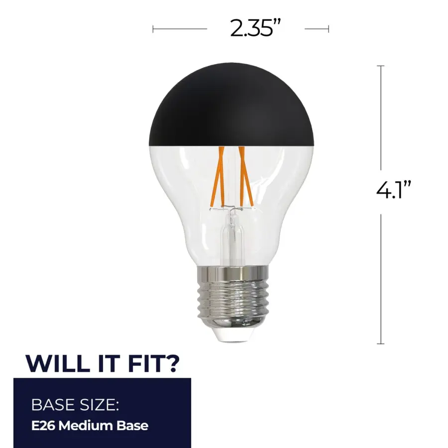5W LED A19 Filament Half Black Dimmable Bulb - Image 7