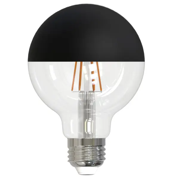 This 5W LED G25 globe bulb combines vintage filament aesthetics with modern LED efficiency. The unique half-black finish reduces glare while creating a warm, flattering 2700K glow. Fully dimmable and compatible with most switches.