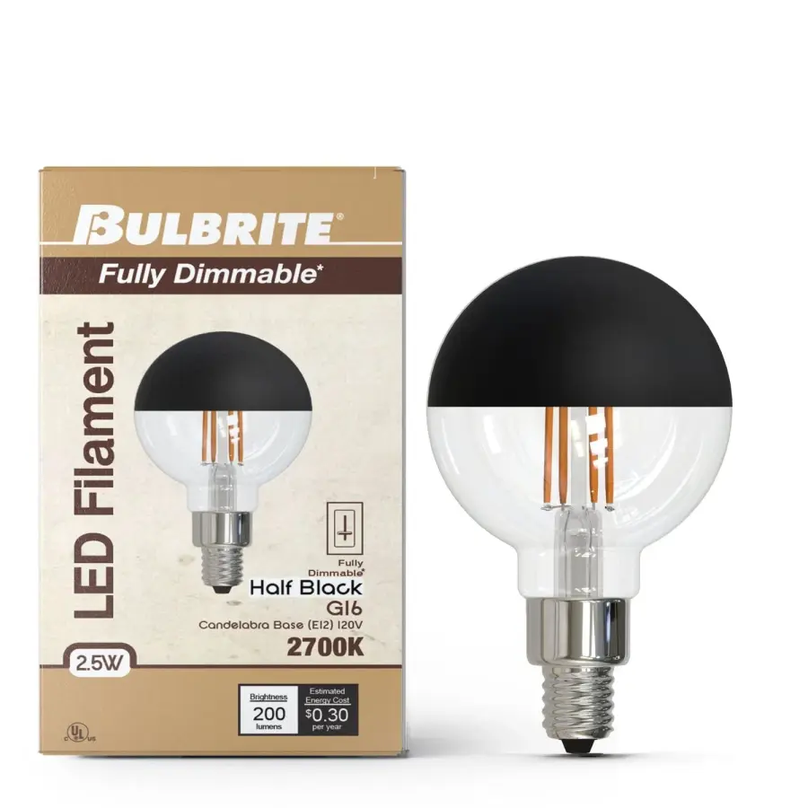 5W LED G25 Filament Globe Bulb - Half Black - Image 2