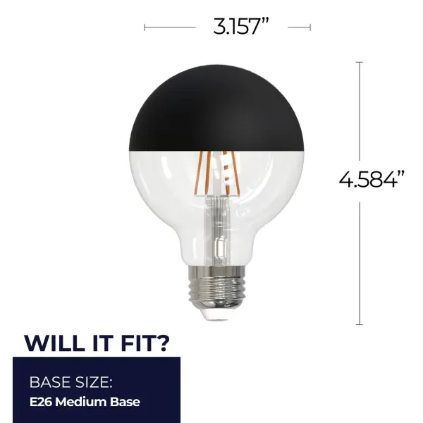 5W LED G25 Filament Globe Bulb - Half Black - Image 7