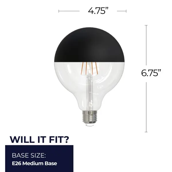 6W LED G25 Filament Globe Bulb - Half Black - Image 7