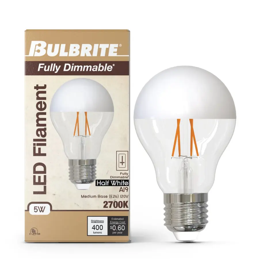 5W LED A19 Filament Bulb - Half White - Image 2
