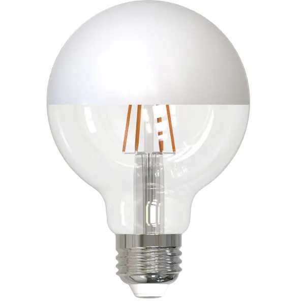 This 5W LED G25 globe bulb combines vintage filament aesthetics with modern efficiency. The half-white coating reduces glare for a soft, flattering glow while maintaining the decorative appeal of exposed filament design.