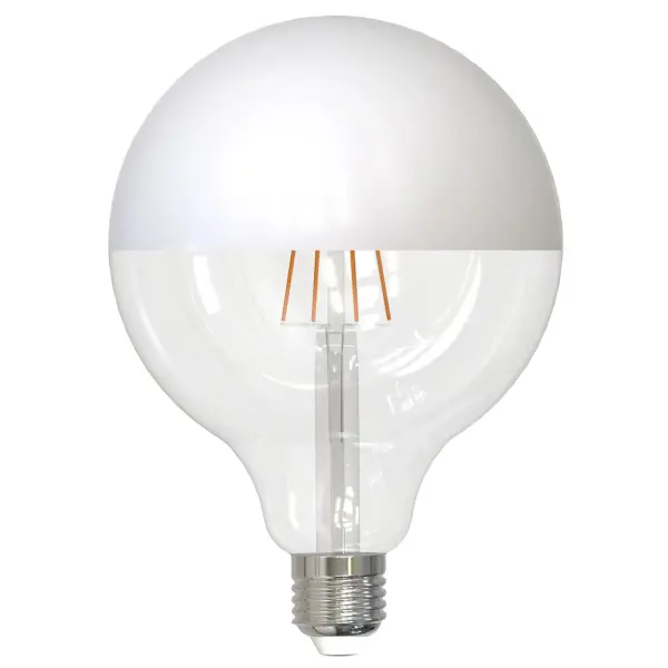 This 6W LED G25 globe bulb combines vintage filament aesthetics with modern LED efficiency. The half-white coating reduces glare for a soft, flattering glow while maintaining the decorative appeal of exposed filament design.