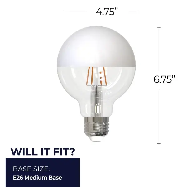 6W LED G25 Filament Globe Bulb - Half White - Image 7