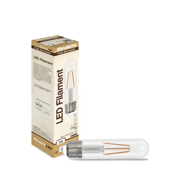 This T9 LED bulb combines classic filament aesthetics with modern efficiency, using just 3W to replace 25W incandescent bulbs. Fully dimmable with wet-rated durability for indoor and outdoor use, plus a 15,000-hour lifespan. - alternate view
