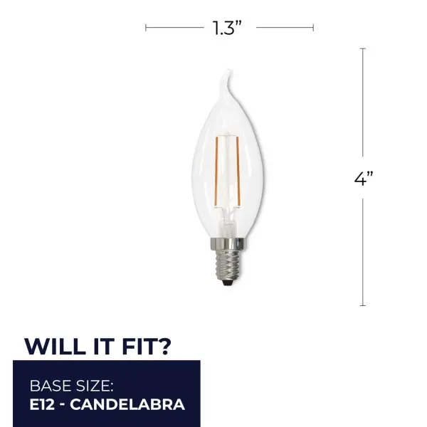 CA10 LED Filament Candelabra Bulb - 2.5W (25W Equivalent) - Image 5