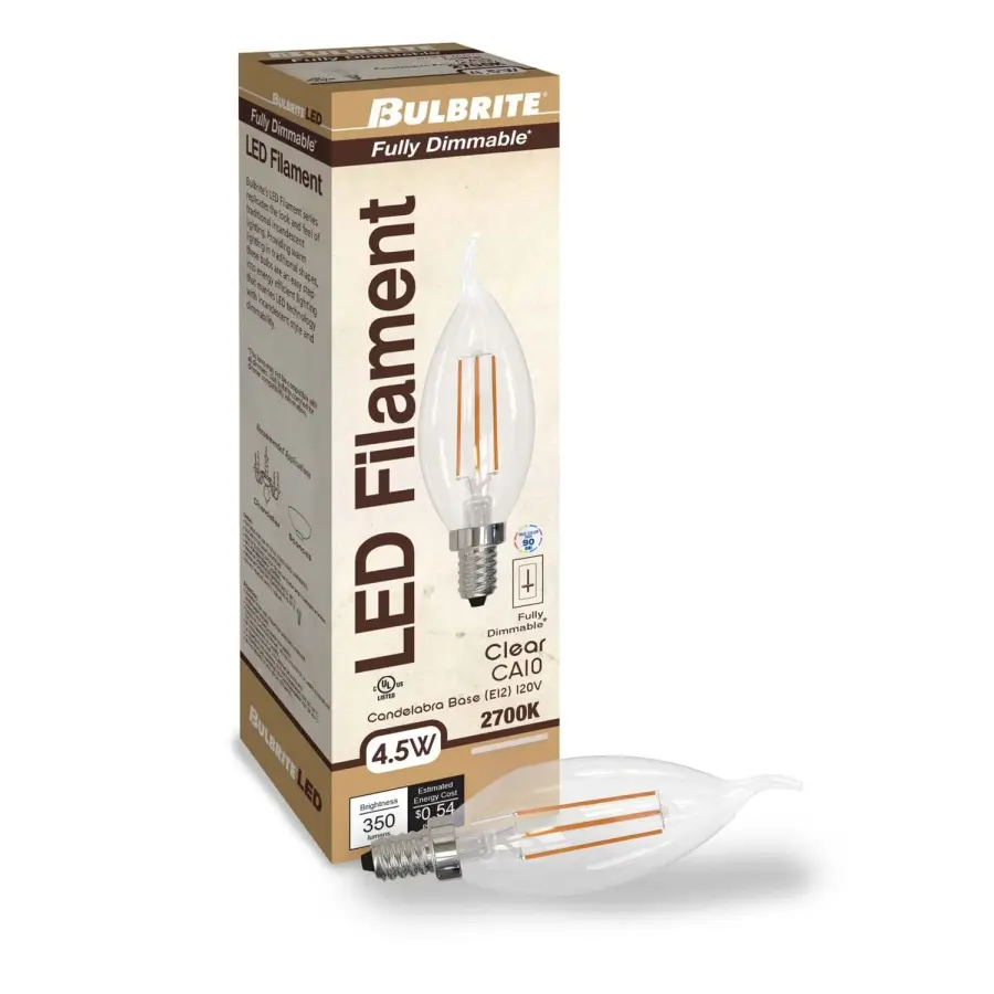 CA10 LED Filament Bulb - Warm White 2700K - Image 2