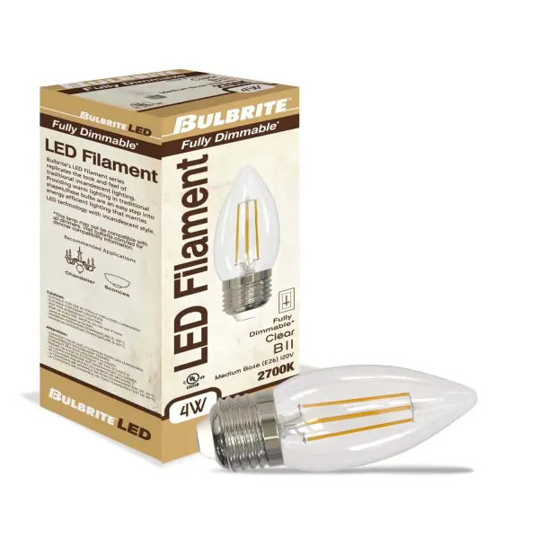 This B11 LED bulb combines vintage filament aesthetics with modern efficiency, delivering 350 lumens of warm white light while using just 4.5W. Fully dimmable and wet-rated for versatile indoor/outdoor use. - alternate view