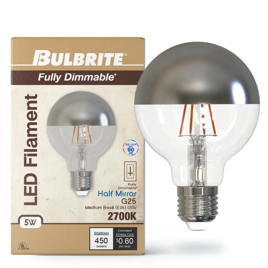 LED G25 Globe Bulb - Half Chrome Filament - Image 2