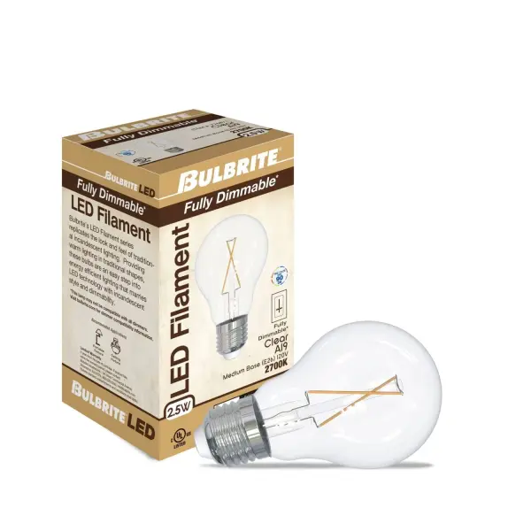 This A19 LED bulb combines classic filament aesthetics with modern efficiency, delivering warm 2700K light at just 2.5W. Fully dimmable and wet-rated for versatile indoor/outdoor use with 15,000-hour lifespan. - alternate view