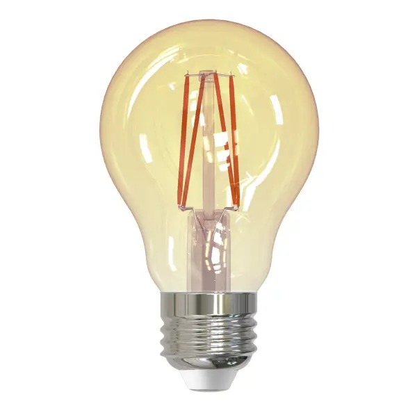 This A19 LED bulb combines nostalgic filament styling with modern efficiency, delivering warm 2100K amber light at just 4.5W. Fully dimmable and wet-rated for indoor/outdoor use, it offers 15,000-hour lifespan with excellent color rendering.
