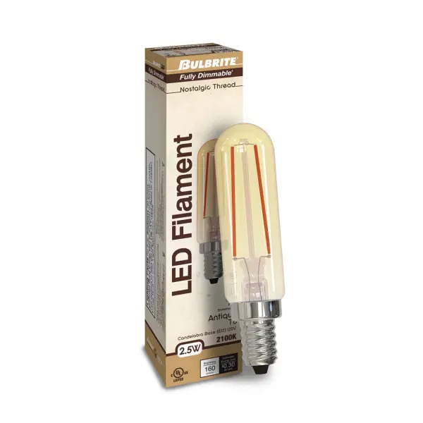 This T6 LED bulb combines nostalgic Edison-style aesthetics with energy-efficient LED technology. The antique finish and 2100K amber light create a warm, inviting atmosphere while using just 2.5W of power. - alternate view
