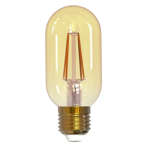 This T14 LED bulb combines nostalgic filament styling with modern efficiency, delivering warm 2100K amber light at just 4W. Fully dimmable and wet-rated for indoor/outdoor use, it offers 15,000-hour lifespan with excellent color rendering.