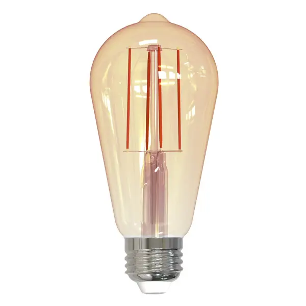 This ST18 Edison-style LED bulb delivers authentic vintage aesthetics with 2100K amber light while using just 7W to replace traditional 60W bulbs. Fully dimmable and wet-rated for versatile indoor/outdoor use with 15,000-hour lifespan.