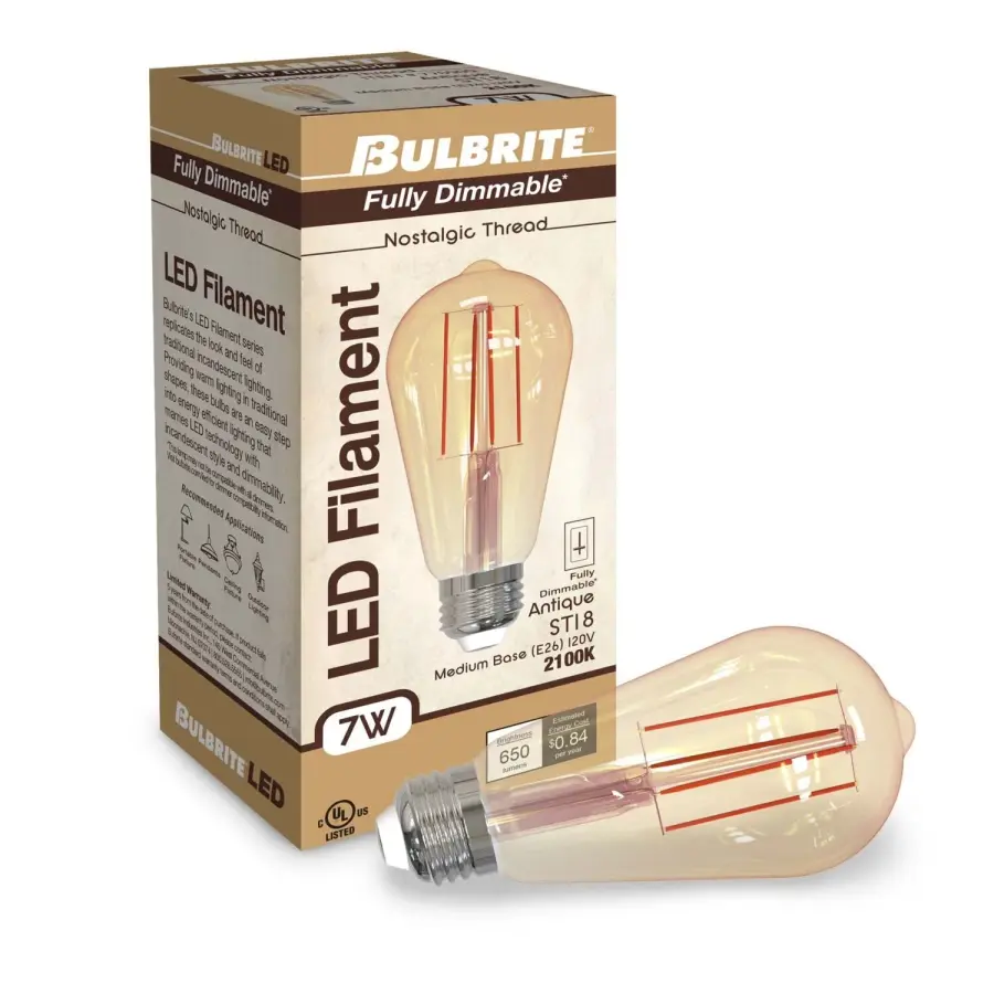 ST18 Vintage Edison LED Bulb - 7W (60W Equivalent) - Image 2