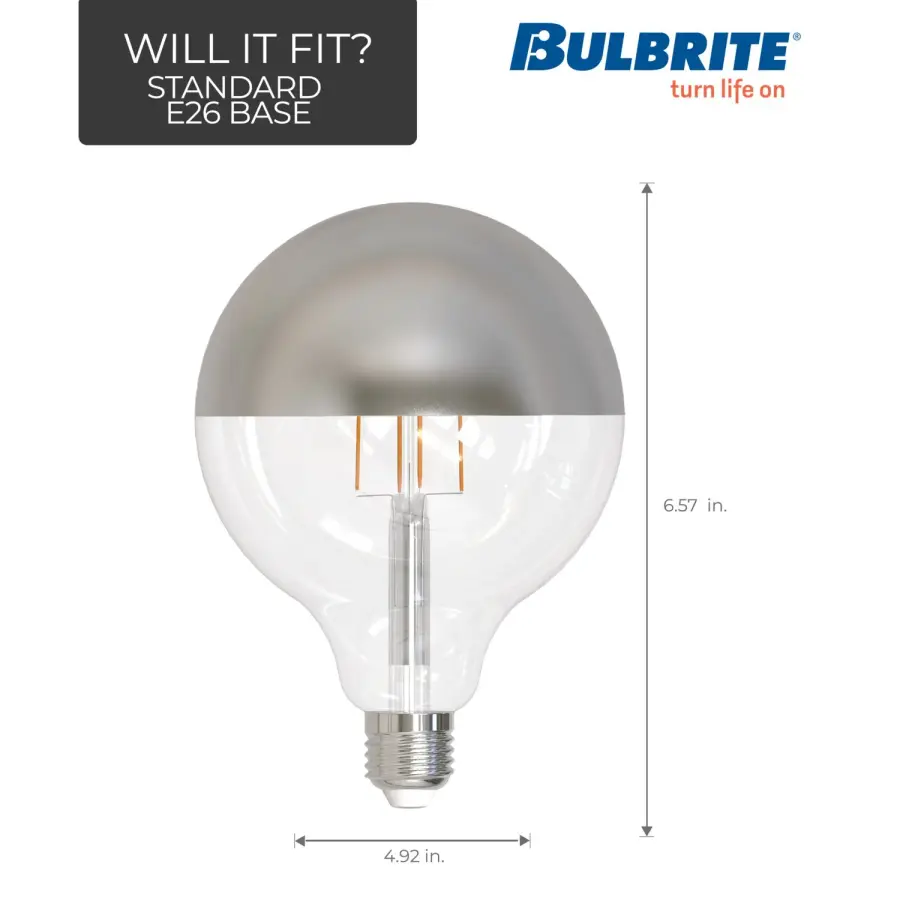 6W LED G40 Globe Filament Bulb - Half Mirror - Image 5
