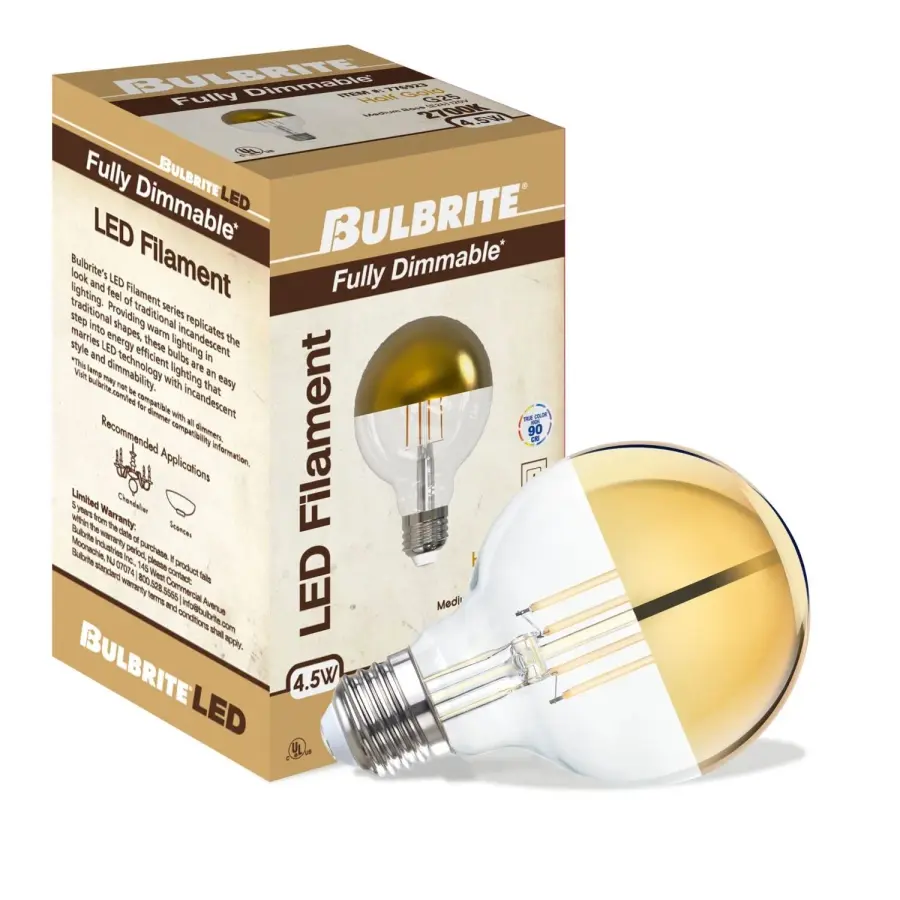 LED G25 Globe Bulb - Half Gold Filament - Image 2