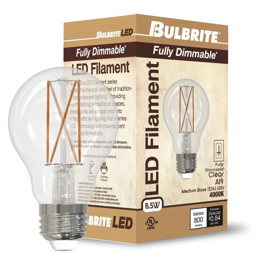 A19 LED Filament Bulb - Cool White 4000K - Image 2