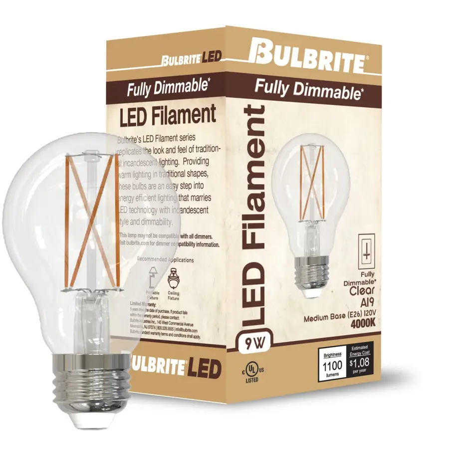 9W LED A19 Filament Bulb - Cool White - Image 2