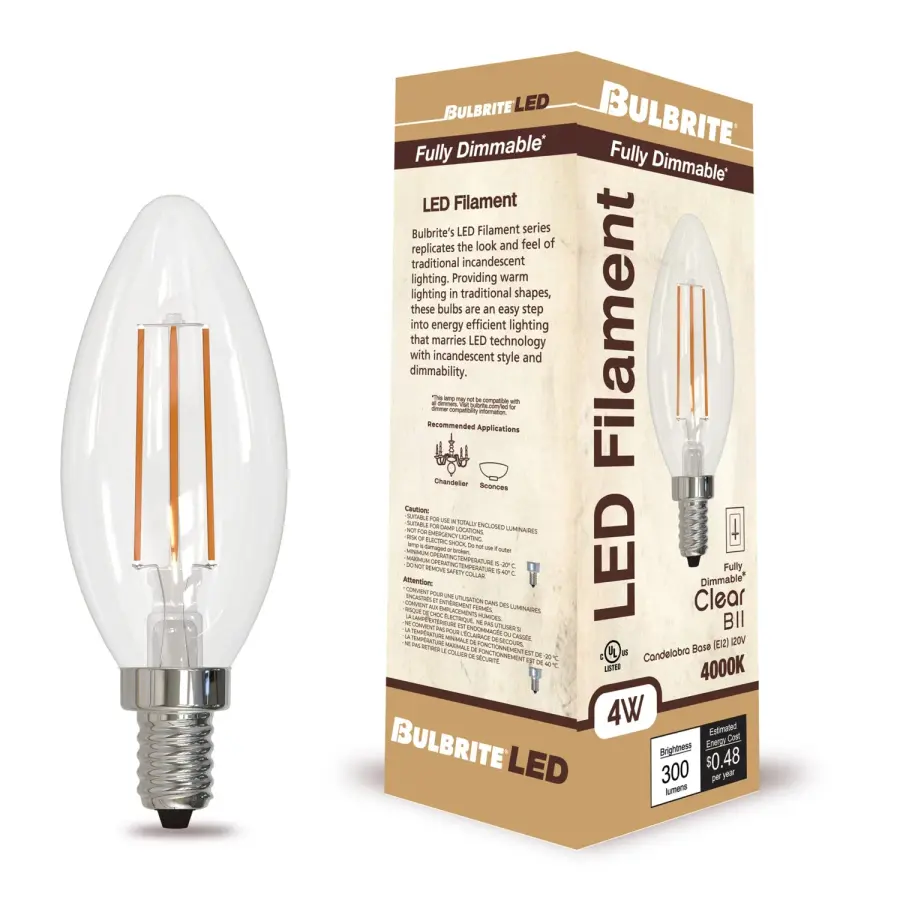 4W LED B11 Candelabra Filament Bulb - Cool White - Image 2