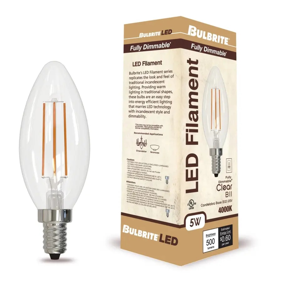 B11 LED Filament Bulb - Cool White - Image 2