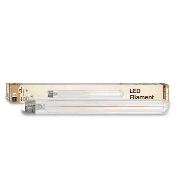 This 11-inch T9 LED bulb combines vintage filament aesthetics with modern efficiency, using only 5W to replace 40W incandescent bulbs. Fully dimmable and wet-rated for versatile indoor/outdoor applications. - alternate view
