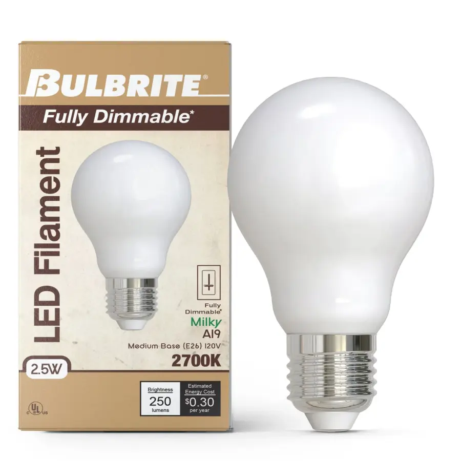 A19 LED Filament Bulb - Milky White - Image 2