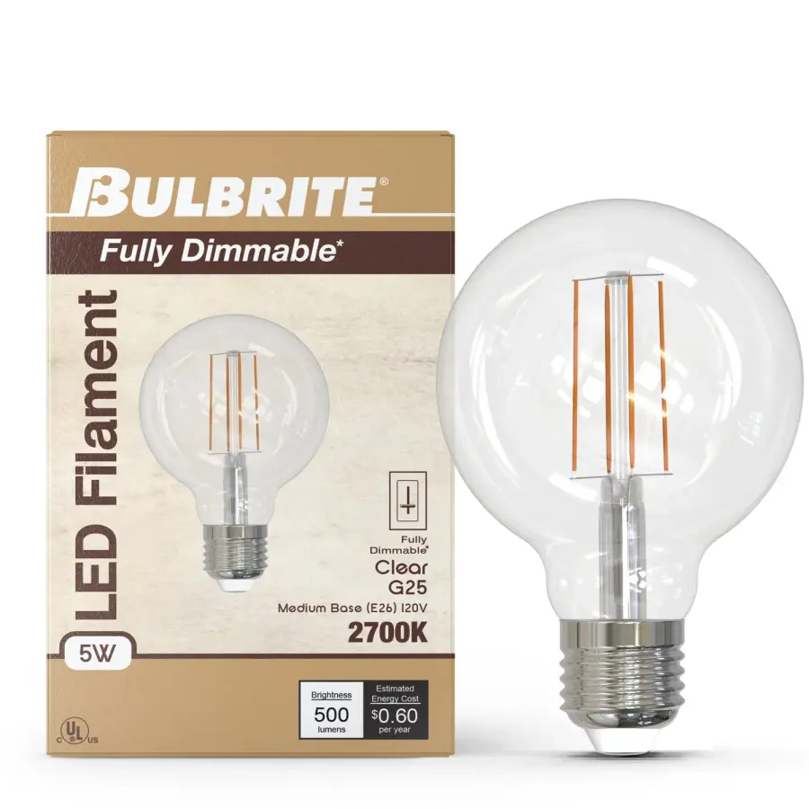 G25 LED Filament Globe Bulb - 5W (60W Equivalent) - Image 2