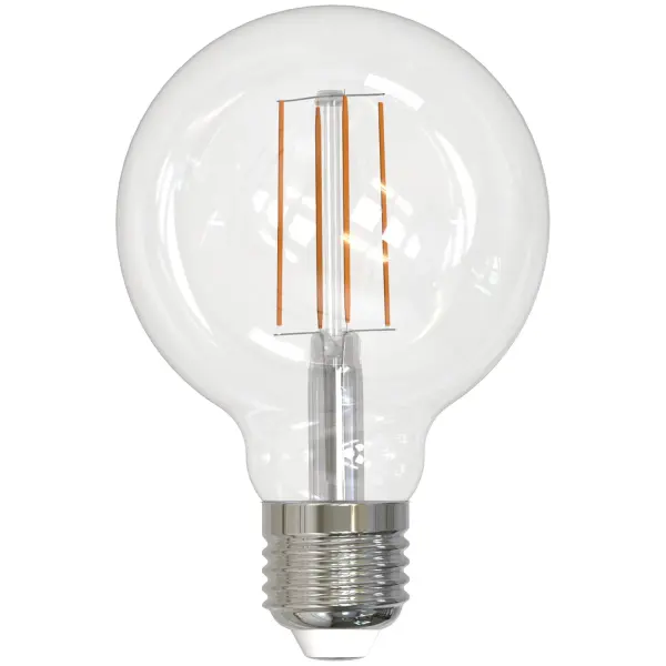 This G25 LED bulb combines classic filament aesthetics with modern efficiency, delivering warm 3000K light while using only 5 watts. Fully dimmable and rated for 15,000 hours of use.