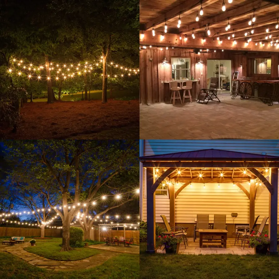 48-Foot Edison String Lights with 15 Clear S14 Bulbs - Image 3