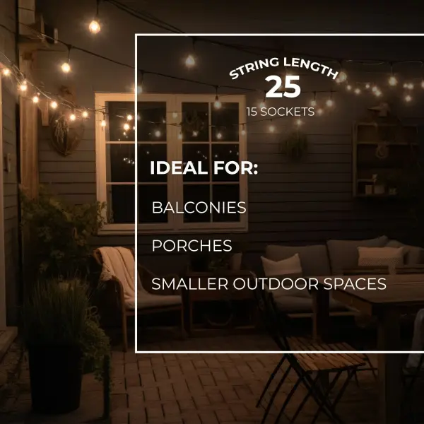 48-Foot Edison String Lights with 15 Clear S14 Bulbs - Image 7