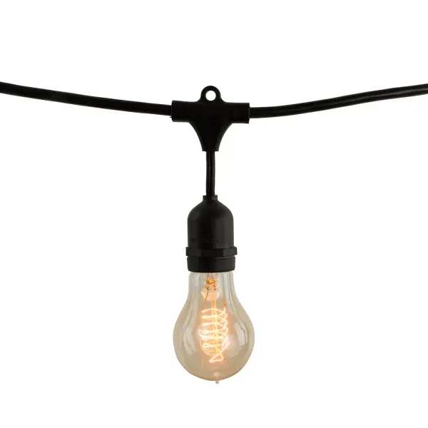 This 48-foot string light set features 15 nostalgic A19 bulbs with warm amber glow, perfect for creating inviting atmospheres in patios, gardens, restaurants, or indoor spaces. Weather-resistant and fully dimmable.