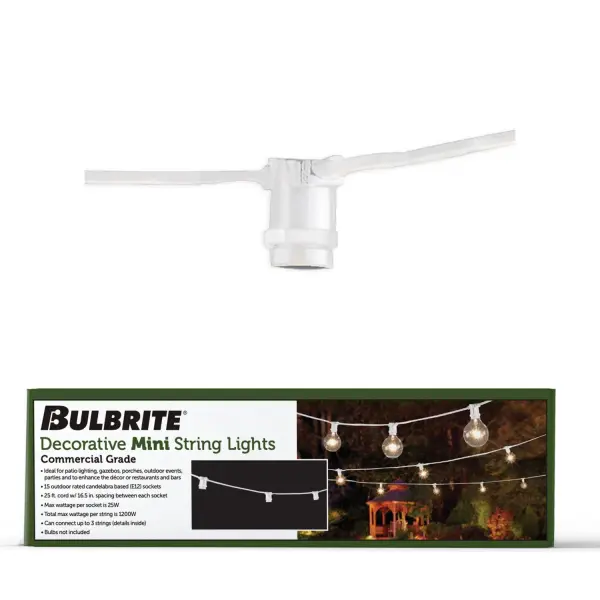These fully dimmable string lights offer flexible decorative lighting for any space. Compatible with most dimmer switches, they provide customizable ambiance for entertaining, dining, or everyday use both indoors and outdoors. - alternate view