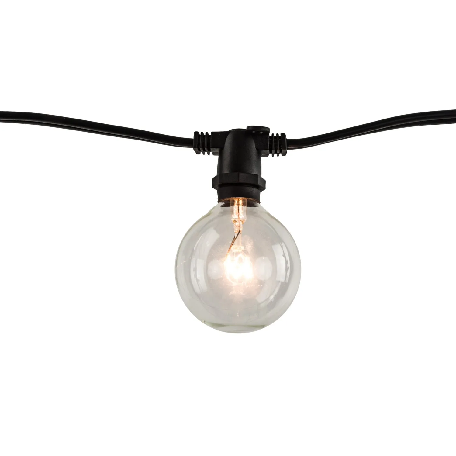 14' Black String Lights with Clear G16 Globe Bulbs - 10 Socket Kit