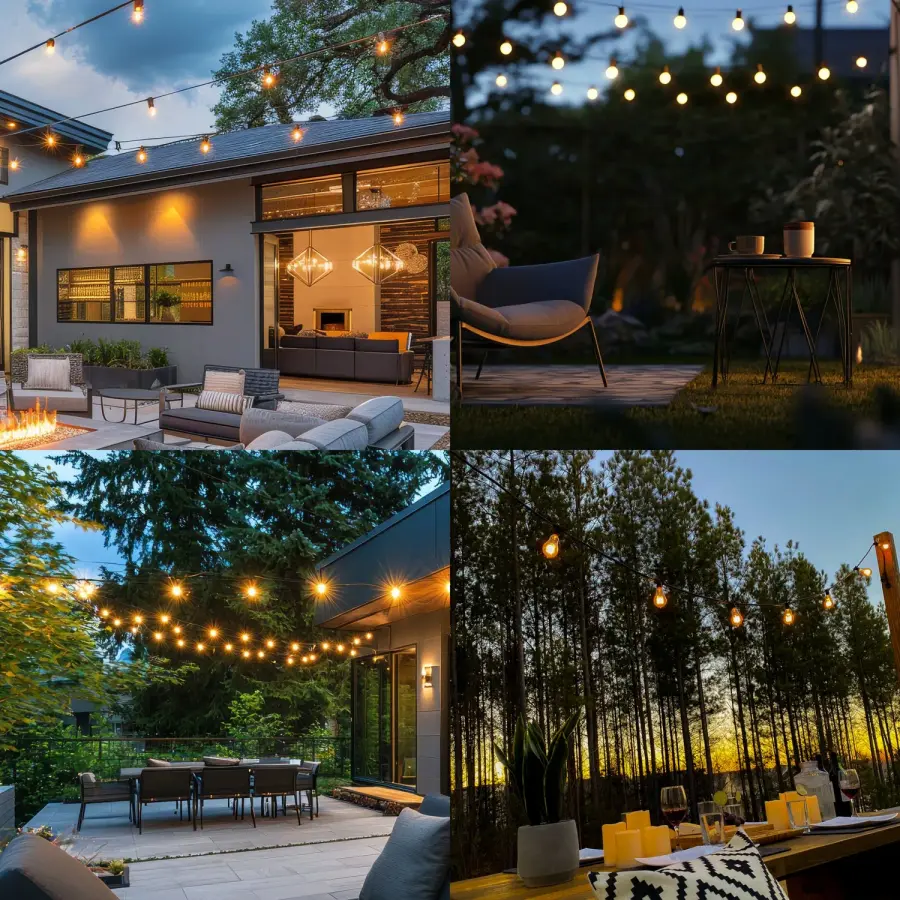 14' Black String Light Set with 10 Sockets - Image 3