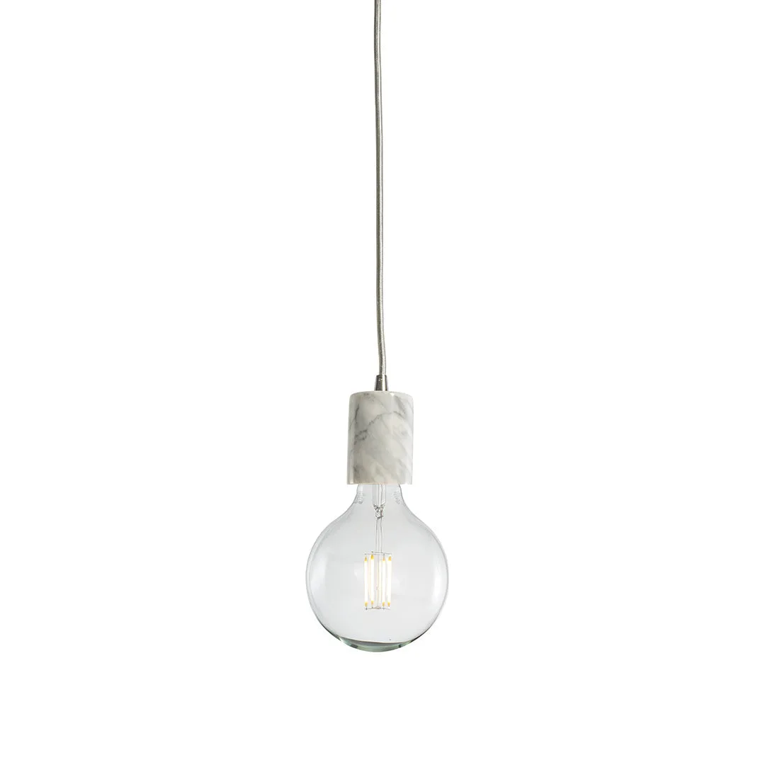 Natural Marble White Pendant with LED Bulb