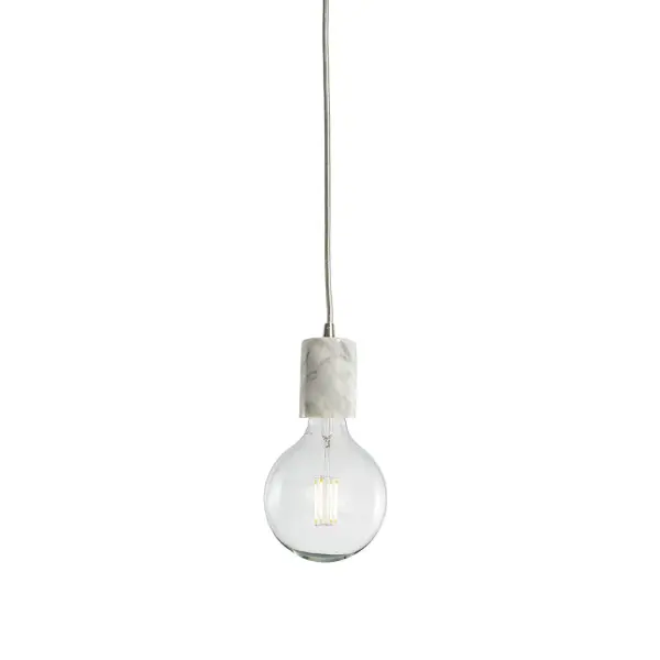 Natural Marble White Pendant with LED Bulb - Image 1