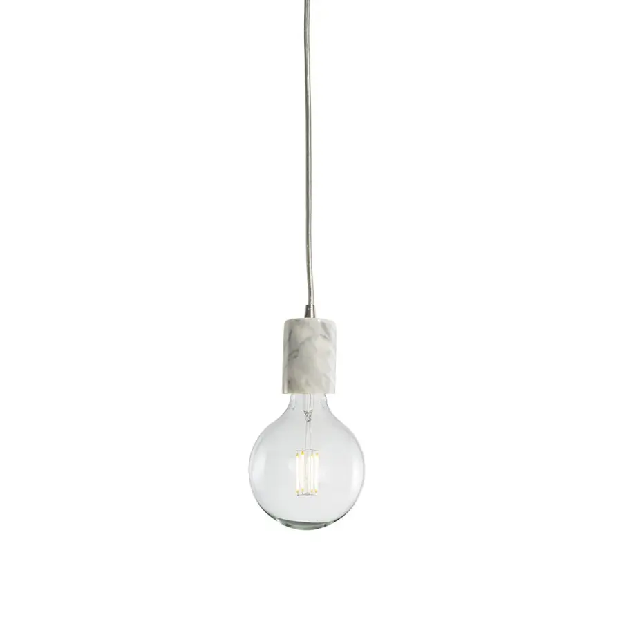 Natural Marble White Pendant with LED Bulb - Image 1