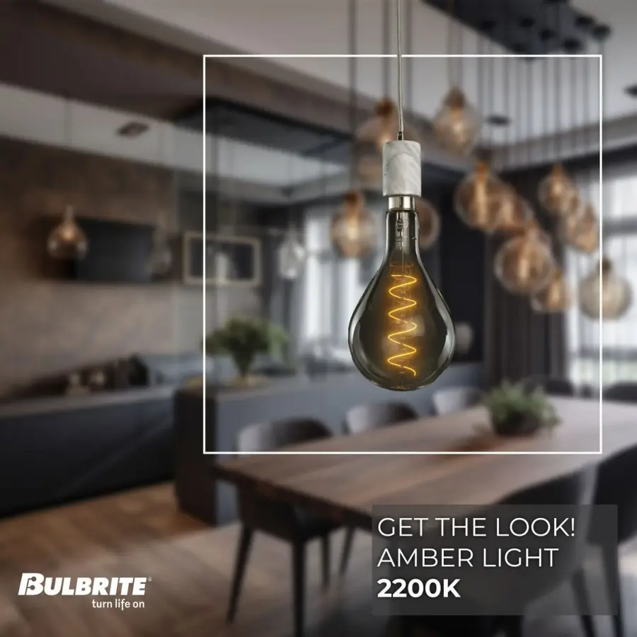 White Marble Pendant with LED Pear Bulb - Image 3