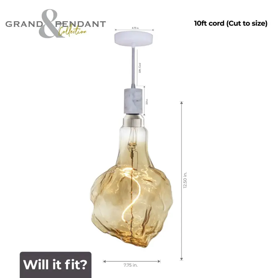 Glacier LED Pendant with White Marble Finish - Image 6