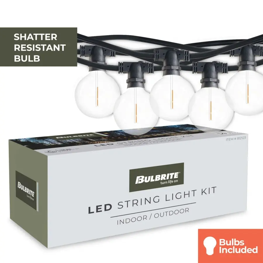 14' LED String Light Kit with Clear G16 Bulbs - Image 2